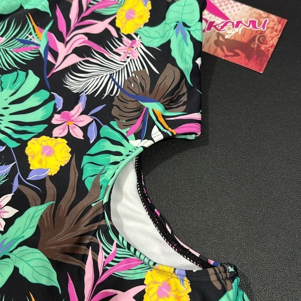 Kanu Surf tropical floral print,removable adjustable strap,cut out waist,1 piece